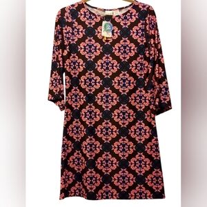 All For Color - 50+ UPF Protectíon, Magnolia Rd, Boatneck, Shift Dress, 3/4 Bell